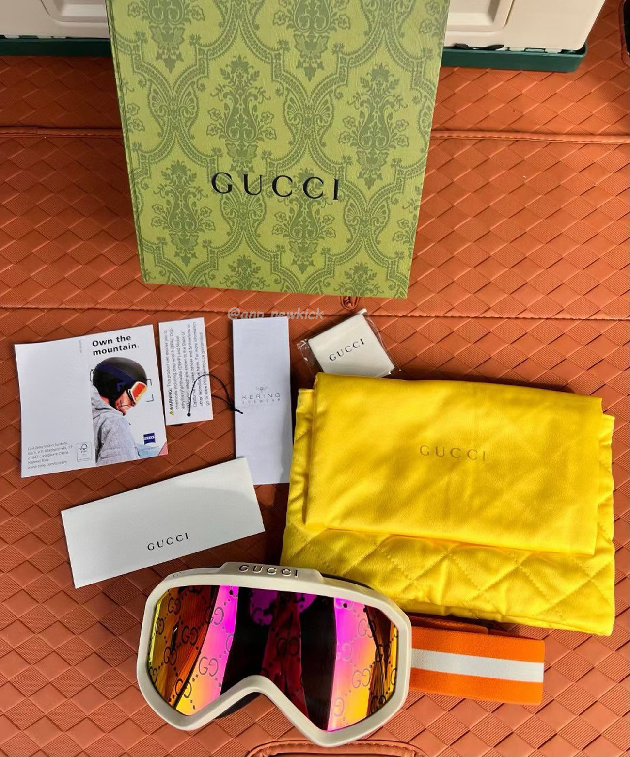 Gucci Ski Goggle Black Pink Olive Green White (6) - newkick.org